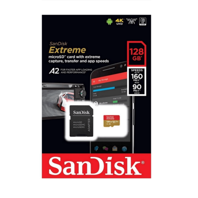 Cartão de Memória SanDisk 128GB Extreme 160 MB/s Micro SD